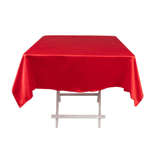 Lamour Satin 54"x54" Square Tablecloth Red - Durable & Silk-Like Table Cover Tablecloths HIER_2184