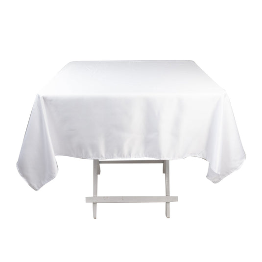 Lamour Satin 54"x54" Square Tablecloth White - Durable & Silk-Like Table Cover for Weddings & Parties Tablecloths HIER_2184