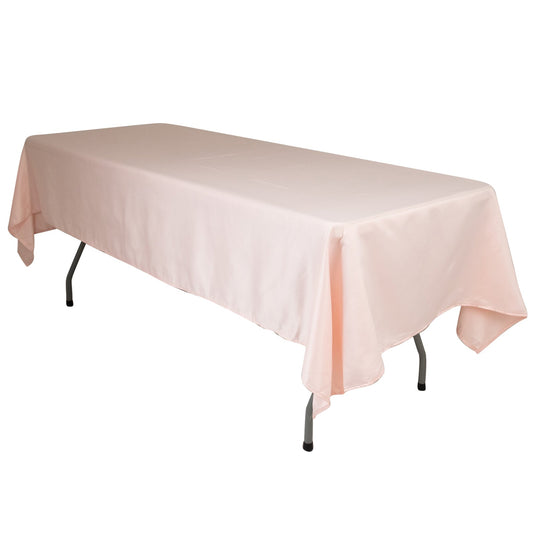 Lamour Satin 60"x102" Rectangle Tablecloth Blush - Durable & Silky Soft Feel Table Cover Tablecloths HIER_2184