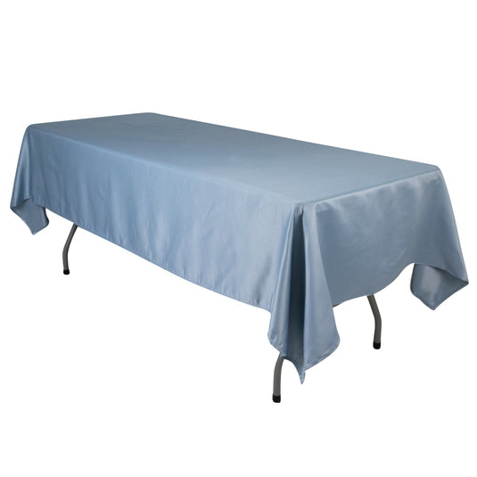 Lamour Satin 60"x102" Rectangle Tablecloth Dusty Blue - Durable & Silky Soft Feel Table Cover Tablecloths HIER_2184