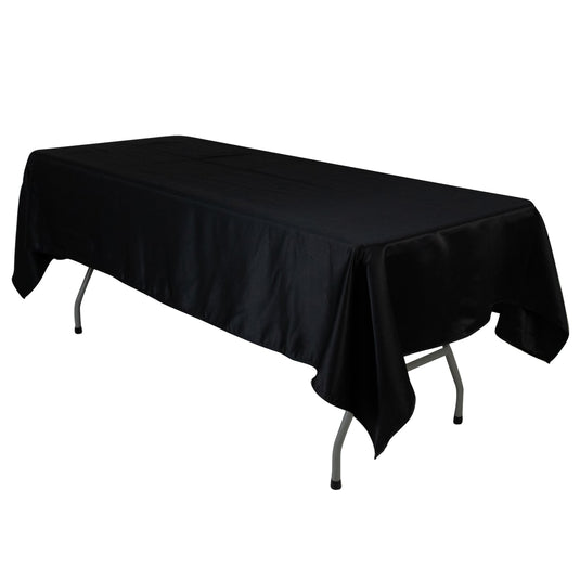 Lamour Satin 60"x102" Rectangle Tablecloth Black - Durable & Silky Soft Feel Table Cover for Weddings & Banquets Tablecloths HIER_2184