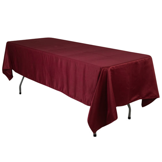 Lamour Satin 60"x102" Rectangle Tablecloth Burgundy - Durable & Silky Soft Feel Table Cover Tablecloths HIER_2184