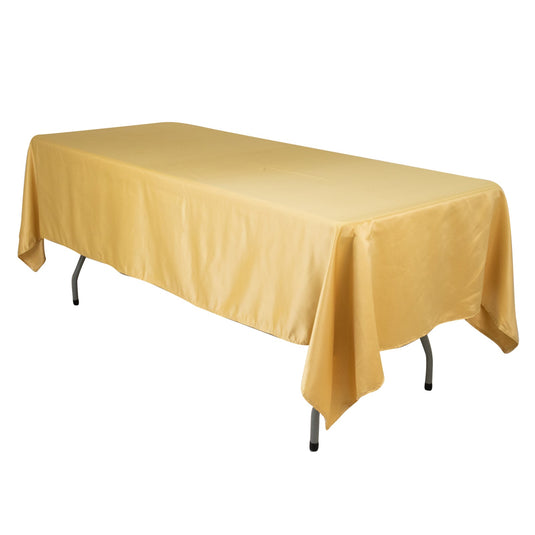 Lamour Satin 60"x102" Rectangle Tablecloth Champagne - Durable & Silky Soft Feel Table Cover Tablecloths HIER_2184