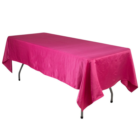 Lamour Satin 60"x102" Rectangle Tablecloth Fuchsia - Durable & Silky Soft Feel Table Cover Tablecloths HIER_2184