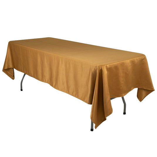 Lamour Satin 60"x102" Rectangle Tablecloth Gold - Durable & Silky Soft Feel Table Cover for Weddings & Banquets Tablecloths HIER_2184