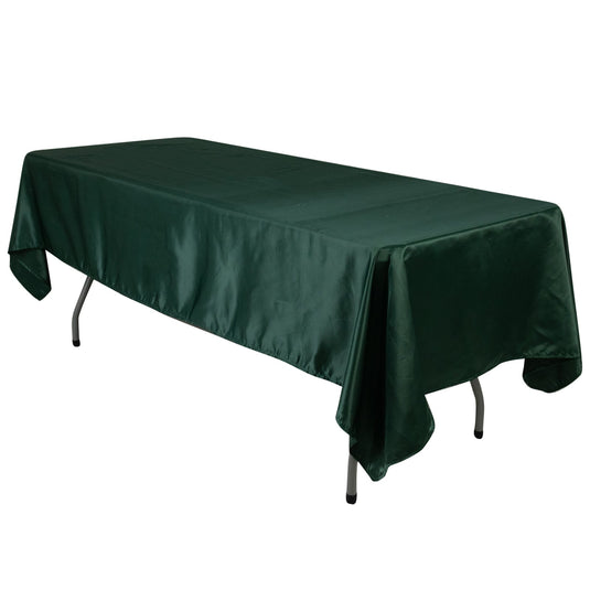 Lamour Satin 60"x102" Rectangle Tablecloth Hunter Emerald Green - Durable & Silky Soft Feel Table Tablecloths HIER_2184