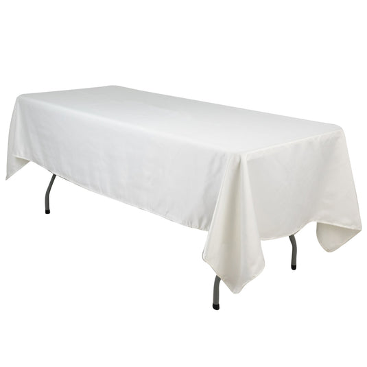 Lamour Satin 60"x102" Rectangle Tablecloth Ivory - Durable & Silky Soft Feel Table Cover Tablecloths HIER_2184