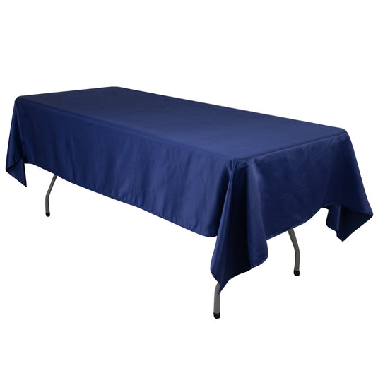 Lamour Satin 60"x102" Rectangle Tablecloth Navy Blue - Durable & Silky Soft Feel Table Cover Tablecloths HIER_2184