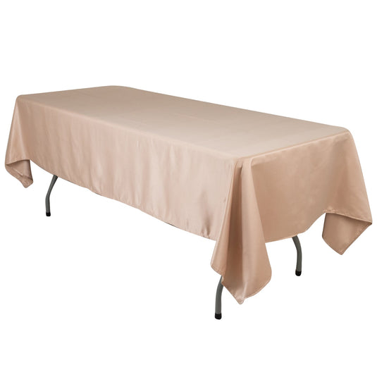 Lamour Satin 60"x102" Rectangle Tablecloth Nude - Durable & Silky Soft Feel Table Cover Tablecloths HIER_2184