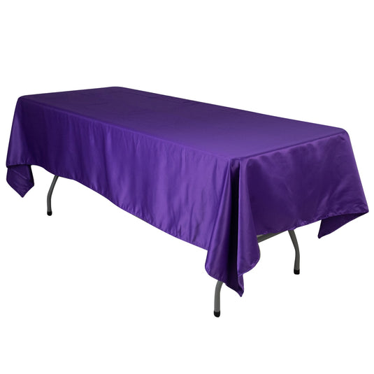 Lamour Satin 60"x102" Rectangle Tablecloth Purple - Durable & Silky Soft Feel Table Cover Tablecloths HIER_2184