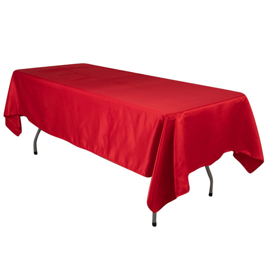 Lamour Satin 60"x102" Rectangle Tablecloth Red - Durable & Silky Soft Feel Table Cover Tablecloths HIER_2184