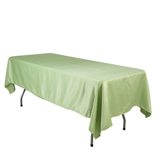 Lamour Satin 60"x102" Rectangle Tablecloth Sage Green - Durable & Silky Soft Feel Table Cover Tablecloths HIER_2184