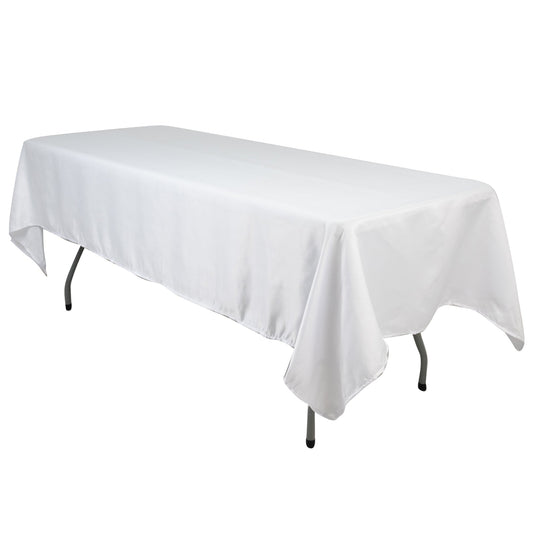 Lamour Satin 60"x102" Rectangle Tablecloth White - Durable & Silky Soft Feel Table Cover for Weddings & Banquets Tablecloths HIER_2184