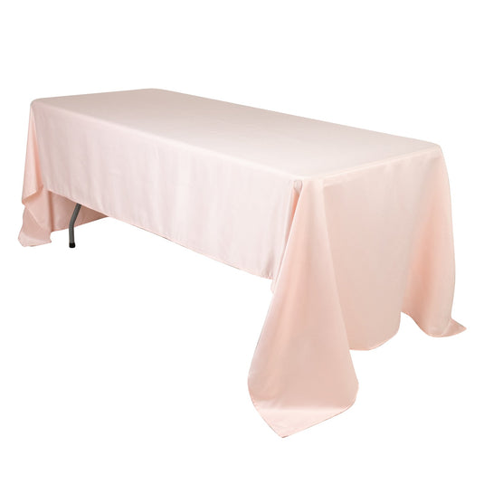 Lamour Satin 60"x126" Rectangle Tablecloth Blush - Soft & Silk-Like Table Cover Tablecloths HIER_2184