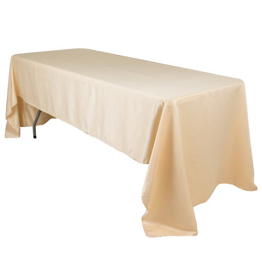 Lamour Satin 60"x126" Rectangle Tablecloth Beige - Soft & Silk-Like Table Cover Tablecloths HIER_2184