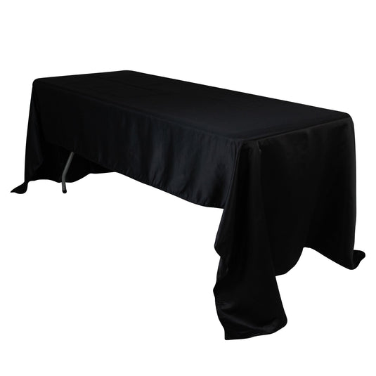 Lamour Satin 60"x126" Rectangle Tablecloth Black - Soft & Silk-Like Table Cover for Upscale Dining Tablecloths HIER_2184