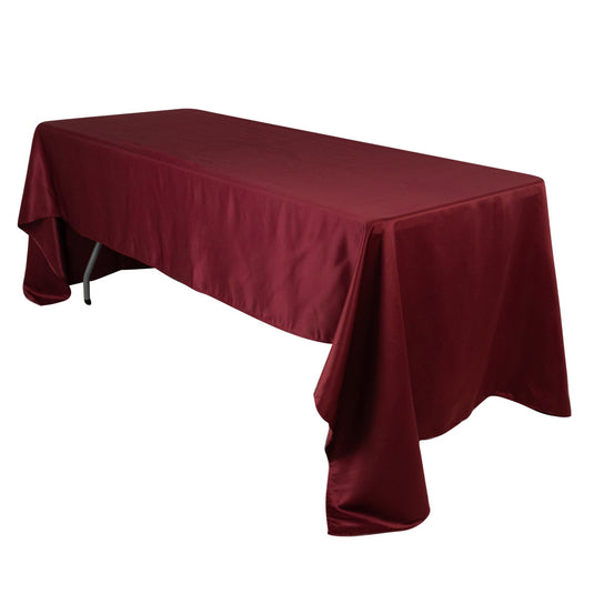 Lamour Satin 60"x126" Rectangle Tablecloth Burgundy - Soft & Silk-Like Table Cover Tablecloths HIER_2184