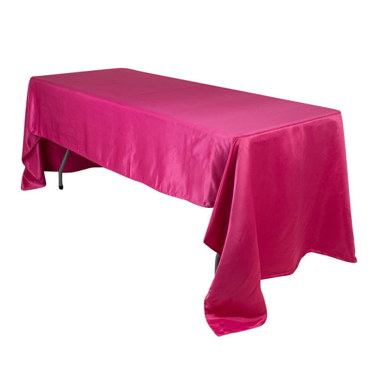 Lamour Satin 60"x126" Rectangle Tablecloth Fuchsia - Soft & Silk-Like Table Cover Tablecloths HIER_2184