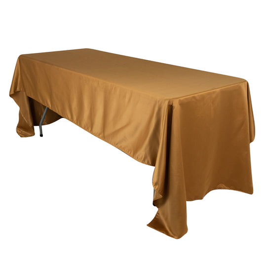 Lamour Satin 60"x126" Rectangle Tablecloth Gold - Soft & Silk-Like Table Cover for Upscale Dining Tablecloths HIER_2184