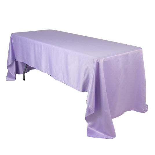 Lamour Satin 60"x126" Rectangle Tablecloth Lavender Lilac - Soft & Silk-Like Table Cover Tablecloths HIER_2184