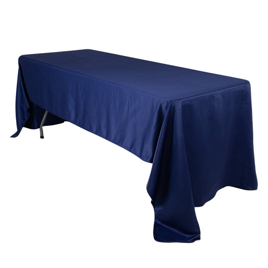 Lamour Satin 60"x126" Rectangle Tablecloth Navy Blue - Soft & Silk-Like Table Cover Tablecloths HIER_2184