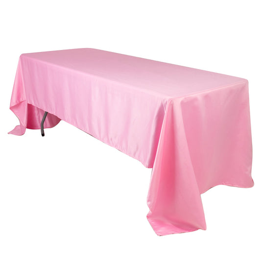 Lamour Satin 60"x126" Rectangle Tablecloth Pink - Soft & Silk-Like Table Cover Tablecloths HIER_2184