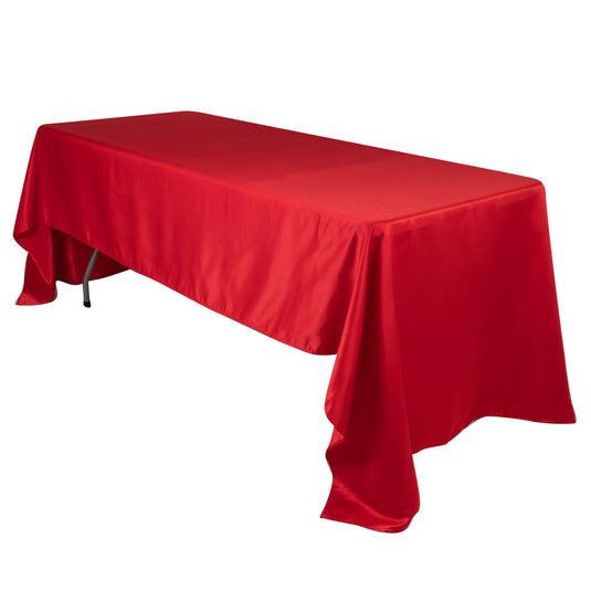 Lamour Satin 60"x126" Rectangle Tablecloth Red - Soft & Silk-Like Table Cover Tablecloths HIER_2184