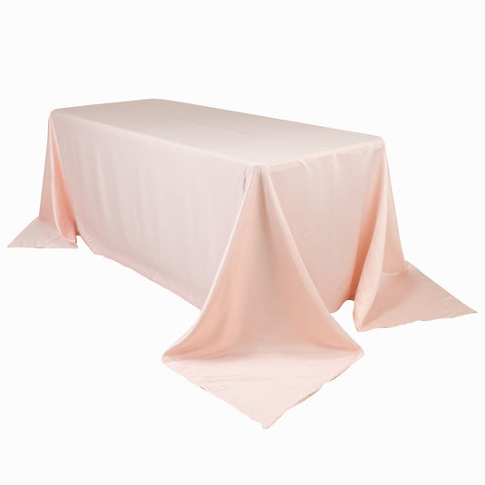 Lamour Satin 90"x132" Rectangle Tablecloth Blush - Soft & Silk-Like Seamless Table Cover Tablecloths HIER_2184