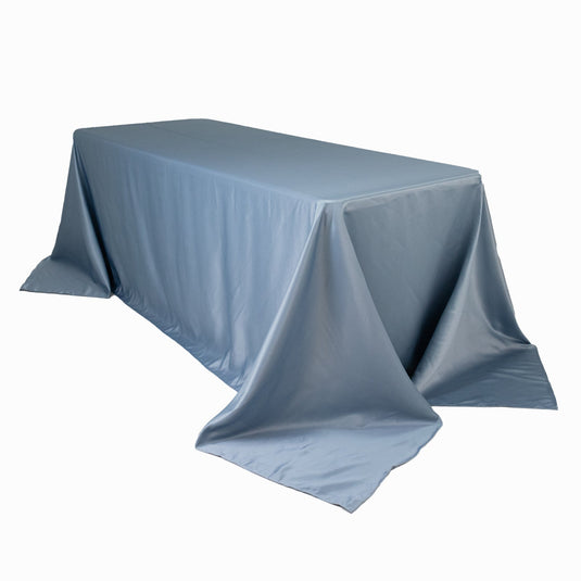 Lamour Satin 90"x132" Rectangle Tablecloth Dusty Blue - Soft & Silk-Like Seamless Table Cover Tablecloths HIER_2184