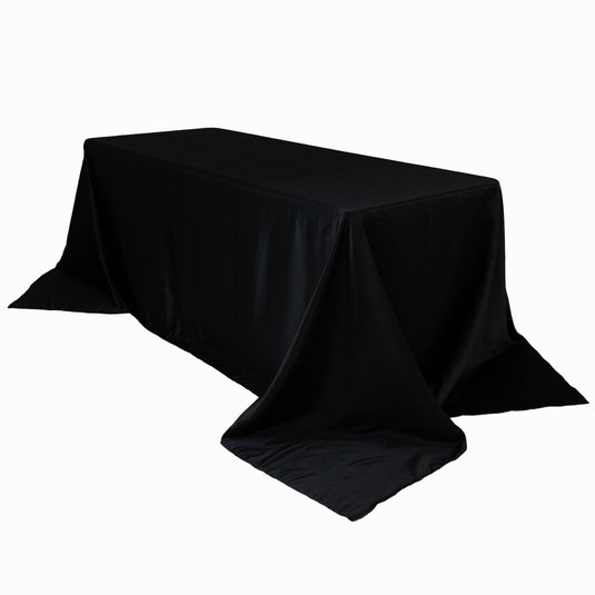 Lamour Satin 90"x132" Rectangle Tablecloth Black - Soft & Silk-Like Seamless Table Cover for Weddings & Parties Tablecloths HIER_2184