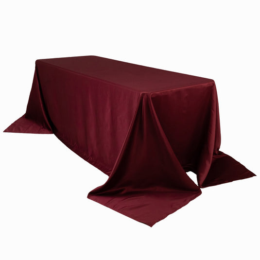 Lamour Satin 90"x132" Rectangle Tablecloth Burgundy - Soft & Silk-Like Seamless Table Cover Tablecloths HIER_2184