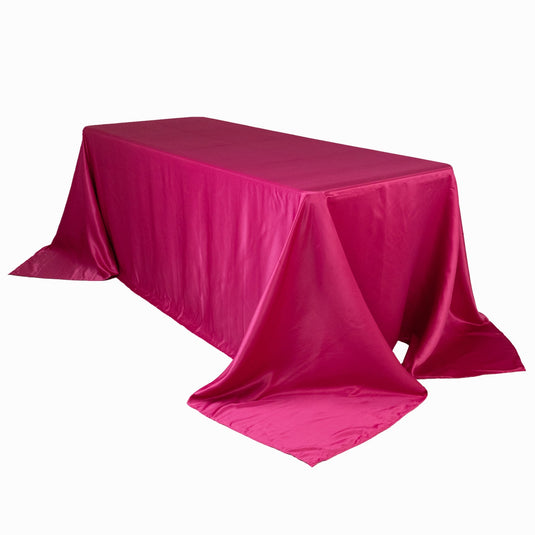 Lamour Satin 90"x132" Rectangle Tablecloth Fuchsia - Soft & Silk-Like Seamless Table Cover Tablecloths HIER_2184