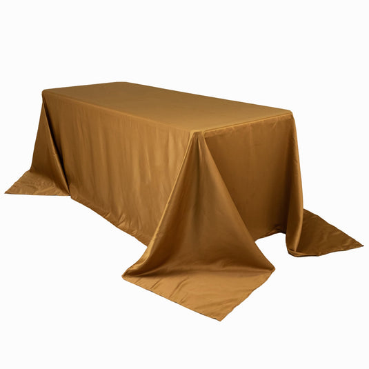 Lamour Satin 90"x132" Rectangle Tablecloth Gold - Soft & Silk-Like Seamless Table Cover for Weddings & Parties Tablecloths HIER_2184