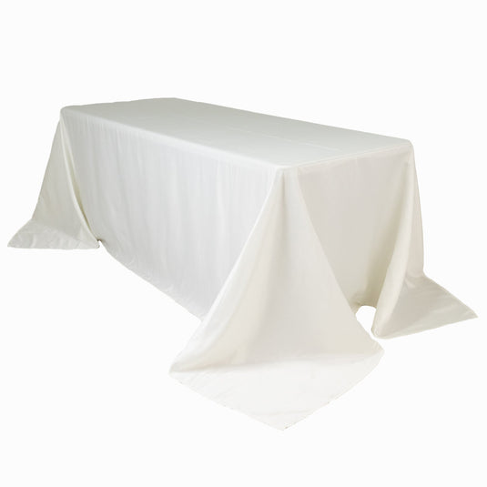 Lamour Satin 90"x132" Rectangle Tablecloth Ivory - Soft & Silk-Like Seamless Table Cover Tablecloths HIER_2184