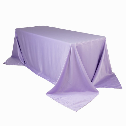 Lamour Satin 90"x132" Rectangle Tablecloth Lavender Lilac - Soft & Silk-Like Seamless Table Cover Tablecloths HIER_2184