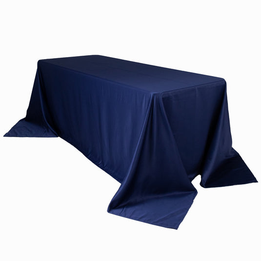 Lamour Satin 90"x132" Rectangle Tablecloth Navy Blue - Soft & Silk-Like Seamless Table Cover Tablecloths HIER_2184