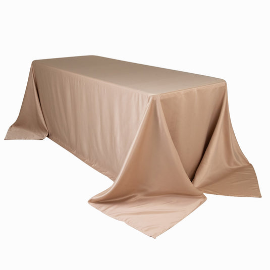 Lamour Satin 90"x132" Rectangle Tablecloth Nude - Soft & Silk-Like Seamless Table Cover Tablecloths HIER_2184