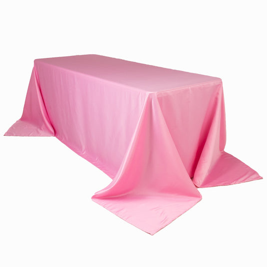 Lamour Satin 90"x132" Rectangle Tablecloth Pink - Soft & Silk-Like Seamless Table Cover Tablecloths HIER_2184