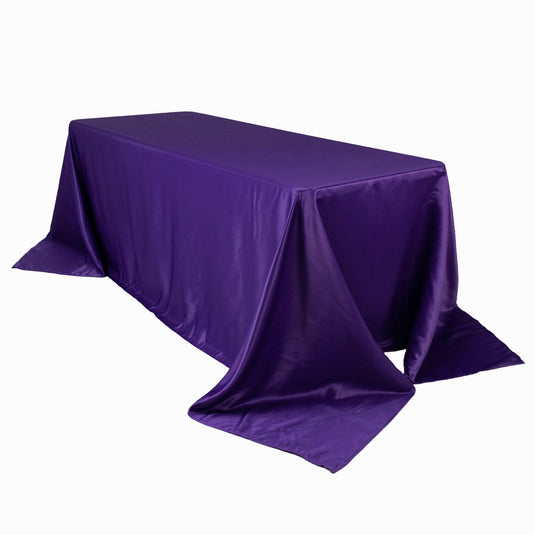 Lamour Satin 90"x132" Rectangle Tablecloth Purple - Soft & Silk-Like Seamless Table Cover Tablecloths HIER_2184