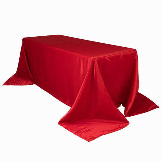 Lamour Satin 90"x132" Rectangle Tablecloth Red - Soft & Silk-Like Seamless Table Cover Tablecloths HIER_2184