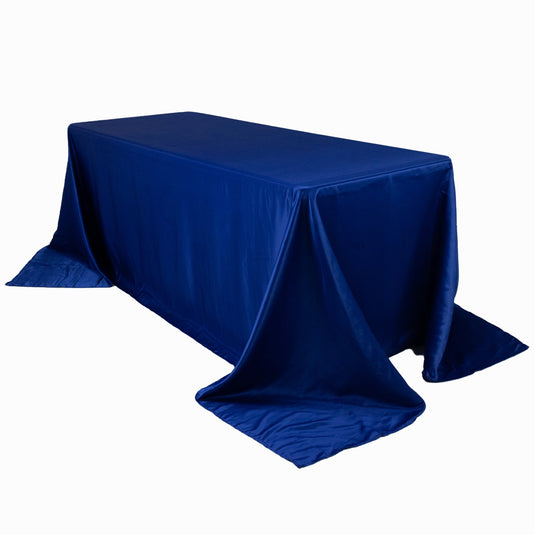 Lamour Satin 90"x132" Rectangle Tablecloth Royal Blue - Soft & Silk-Like Seamless Table Cover Tablecloths HIER_2184