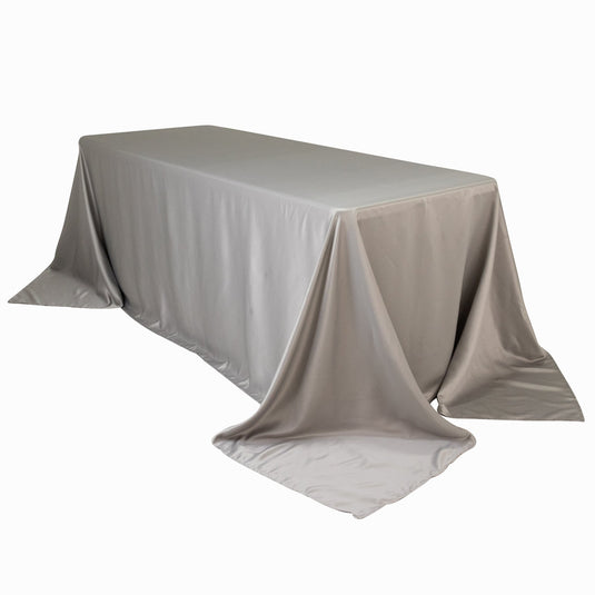 Lamour Satin 90"x132" Rectangle Tablecloth Silver - Soft & Silk-Like Seamless Table Cover Tablecloths HIER_2184