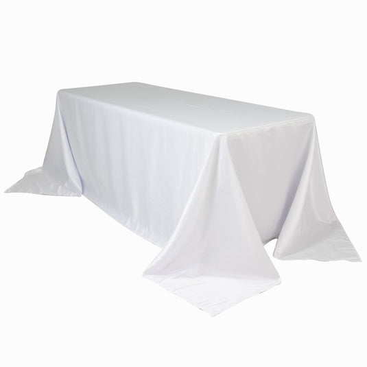 Lamour Satin 90"x132" Rectangle Tablecloth White - Soft & Silk-Like Seamless Table Cover for Weddings & Parties Tablecloths HIER_2184