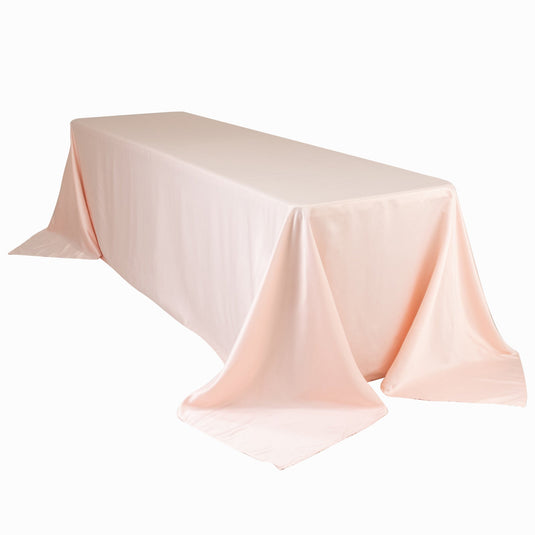 Lamour Satin 90"x156" Rectangle Tablecloth Blush - Luxurious, Soft Seamless Table Cover Tablecloths HIER_2184