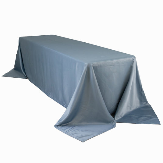 Lamour Satin 90"x156" Rectangle Tablecloth Dusty Blue - Luxurious, Soft Seamless Table Cover Tablecloths HIER_2184