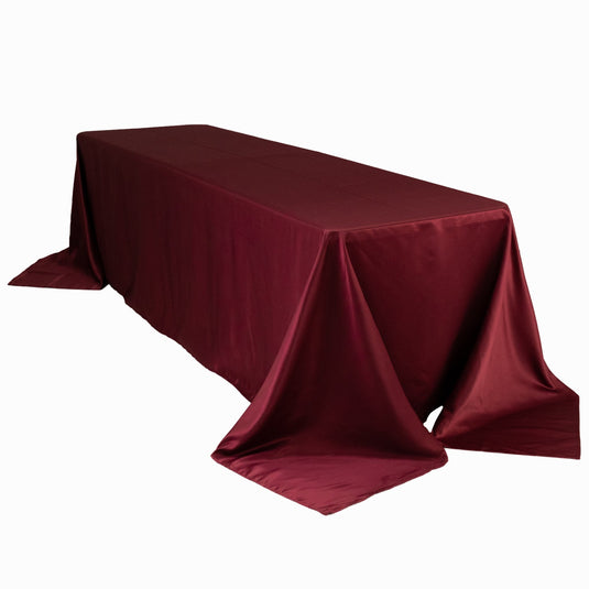 Lamour Satin 90"x156" Rectangle Tablecloth Burgundy - Luxurious, Soft Seamless Table Cover Tablecloths HIER_2184