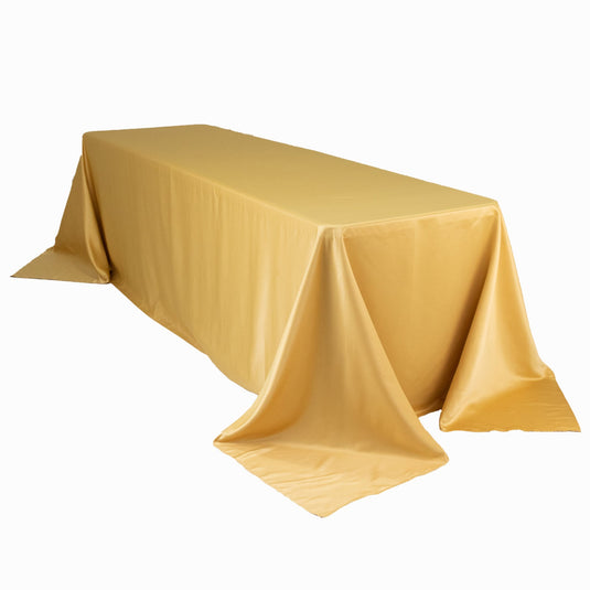 Lamour Satin 90"x156" Rectangle Tablecloth Champagne - Luxurious, Soft Seamless Table Cover Tablecloths HIER_2184