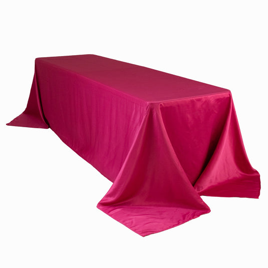 Lamour Satin 90"x156" Rectangle Tablecloth Fuchsia - Luxurious, Soft Seamless Table Cover Tablecloths HIER_2184