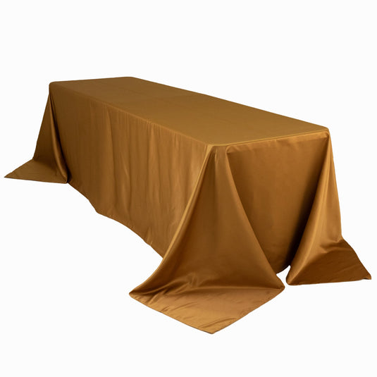 Lamour Satin 90"x156" Rectangle Tablecloth Gold - Luxurious, Soft Seamless Table Cover for Stylish Settings Tablecloths HIER_2184