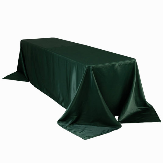 Lamour Satin 90"x156" Rectangle Tablecloth Hunter Emerald Green - Luxurious, Soft Seamless Table Cover Tablecloths HIER_2184